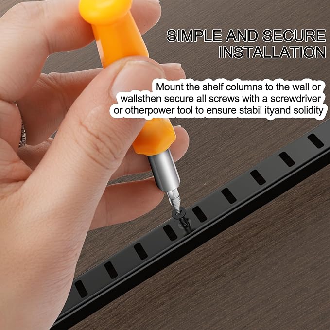 6 Pcs 36 Inch Shelf Pilaster,Adjustable Shelf Brackets,Stainless Steel Mortise Mount Pilaster Strip Standards with 18 Shelf Clips and 20 Screws for Wall Shelving System Closet Organization Storage