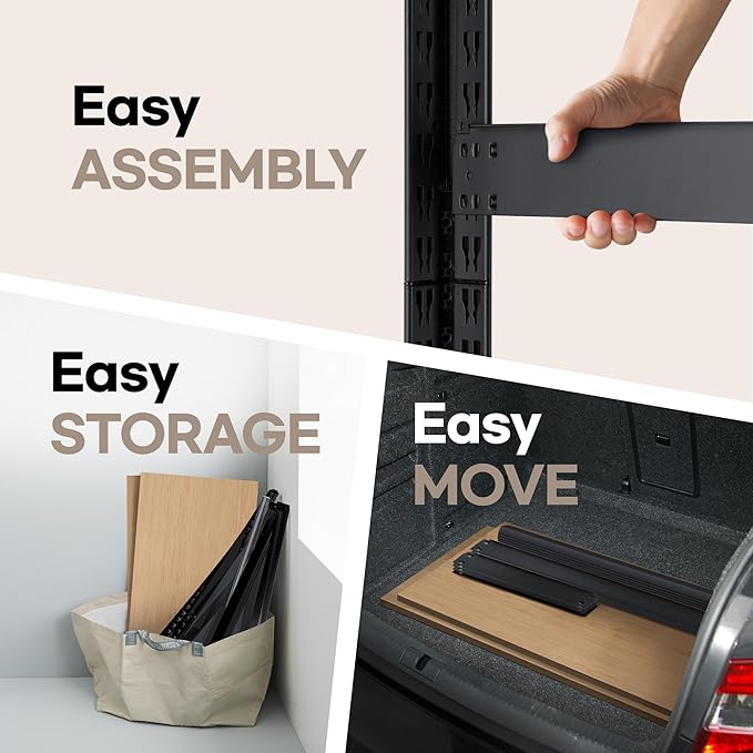 HOMEDANT House 5 Tier Heavy Duty Garage Shelving Adjustable Metal Rack Storage Shelves Standing Shelf Unit Organizers Pantry Closet Office (2, Black, 36.2" W x 16.2" D)