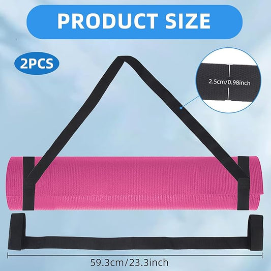 Black Yoga Strap for Carrying Mat, 2PCS Adjustable Yoga Mat Holder/Yoga Mat Strap for Carrying Easy-Cinch, Yoga Sling Mat Strap for Most Size with Thick Comfy (Yoga Mat Not Included) 