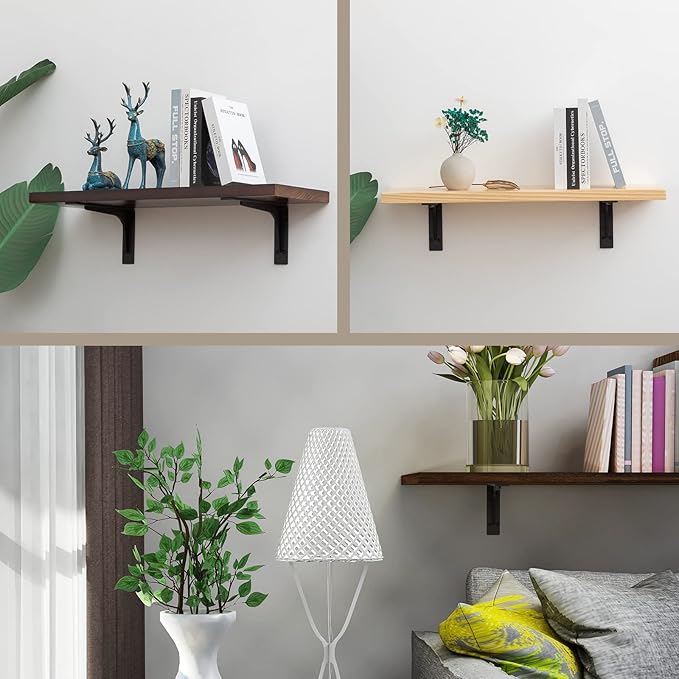 20 x 12 INCH Shelf Brackets,L Shelf Brackets, Vertical Angle, Premium Alloy Metal Heavy Duty Shelf Bracket, high Strength Mounting Hardware Included, Corner Brace Joint,Pack of 2