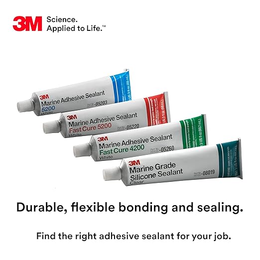 3M Marine Adhesive Sealant 4200FC, Fast Cure, White, 3 oz Tube, 1 Each, Semi-Permanent Flexible Adhesive Sealant for Boats and Marine Applications