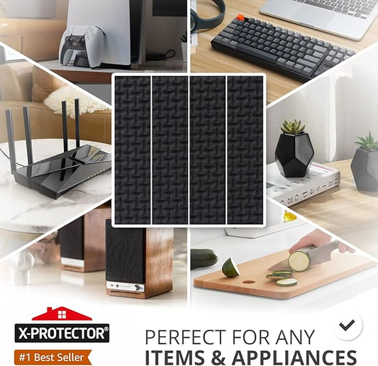 X-PROTECTOR Non-Slip Furniture Pads 8 PCS 1” x 4” - Rubber Furniture Grippers - Self-Adhesive Floor Protectors Grips for Furniture Feet!
