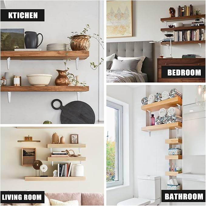 10 Pcs Shelf Brackets, 4 x 5 Inch Heavy Duty Metal Wall Corner Angle Shelving for Wall Hanging Shelves with Wall Anchors and Screws(White)
