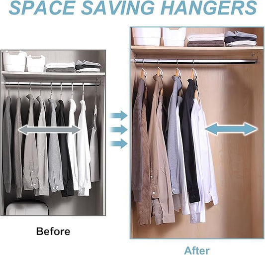 50 PCS Space Saving Hanger - Clothes Connector Hooks, Stacking Space Saver, Plastic Closet Organizers and Storage Extender for Heavy Duty Cascading Connection
