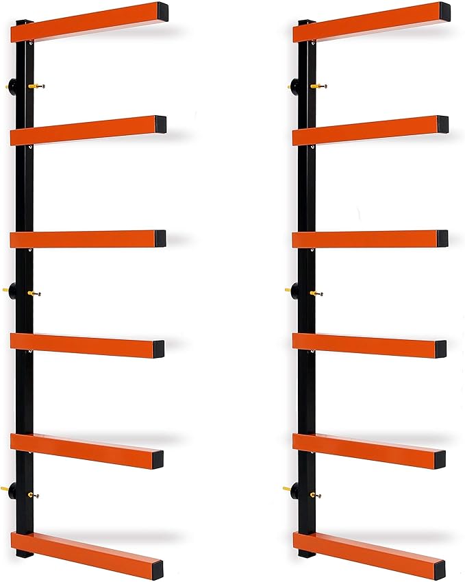 ECOTRIC 6 Pair of 6 Levels Shelf Lumber Rack Lumber Storage Rack Lumber Organizer Wood Organizer Steel Wall Mounted Max 600 Lb