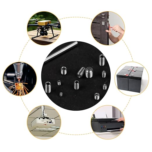 360 Pcs Allen Head Screws - Hex Socket Head, Grub Screw Set - M2.5/M3/M4/M5/M6/M8 Metric Stainless Steel Internal Hex Drive Cup-Point Screws Assortment Kit for Door Handles, Light Fixture