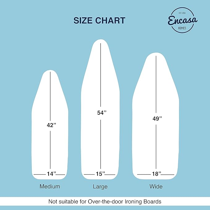 Encasa XO Ironing Board Cover and Pad 54"x18" - 4mm Felt X-Large Iron Board Cover with Padding - Heat Resistant, Stain-Safe Dye, Non Slip Elastic Bungee Cord Tightening Iron Table Cover Natural
