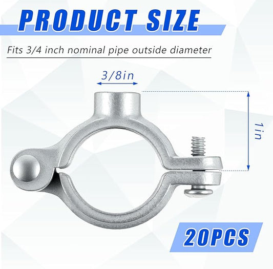 20 Pack 3/4" Split Ring Pipe Hanger for Thread Rod Galvanized Iron Mounting Bracket Support for Tubing Wall Ceiling Mount Combination Industrial Decor