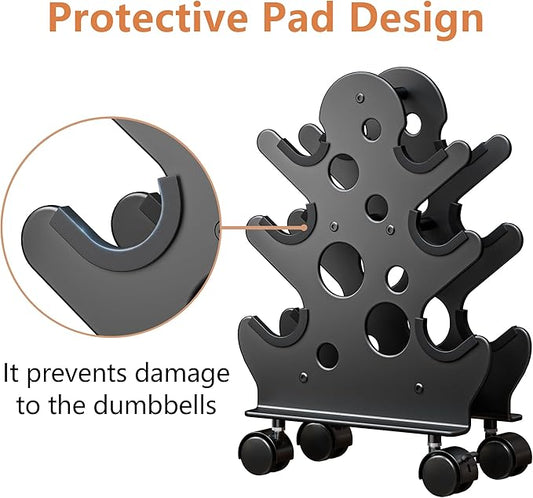 Dumbbell Rack Stand Only(Dumbbells Not Included) - Dumbbell Storage Rack with/without Wheels, Space Saver for Home Gym.