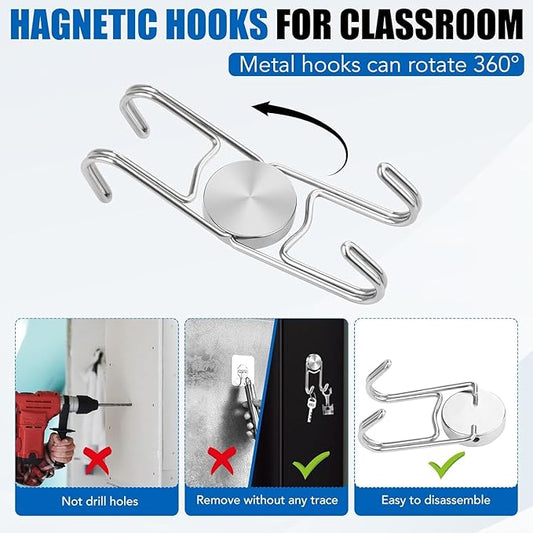 LOVIMAG Magnetic Hooks, 50lbs+ 2026 Cruise Cabin Ship Essentials Magnet Hook Heavy Duty Strong Magnets Refrigerator Fridge Hanging for Classroom Beach Vacation Kitchen Home Must Haves 10 Pcs (Silver)