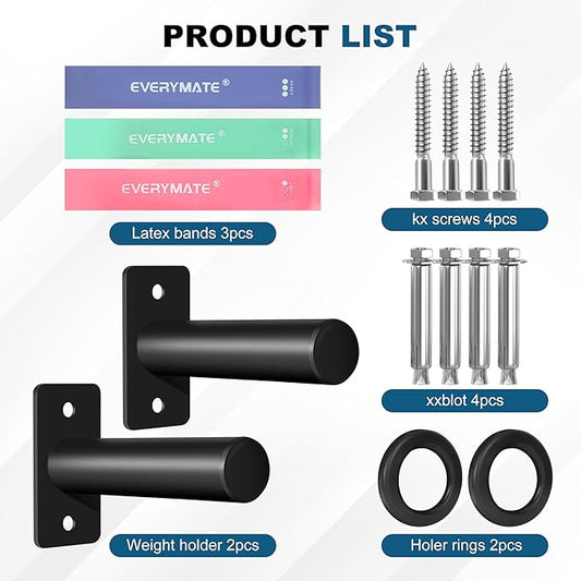EVERYMATE Weight Plate Rack, Wall Mount Weight Plate Holder for Bumper Plates, Max Weight Capacity 330 lb, Home Gym Organizer