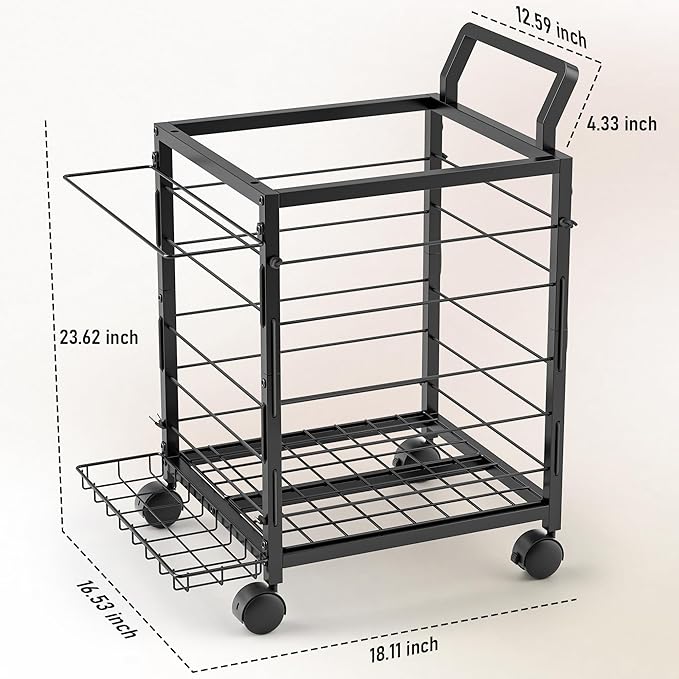 Sports Equipment Garage Organizer,Garage Ball Storage Rack for Sports with Wheels-Upgraded Sports Organizer Rack Outdoor Basketball Racks for Balls with Holder and Hooks (Black)