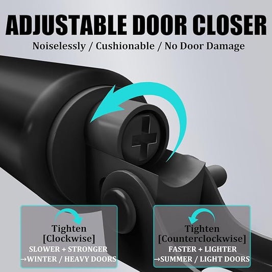 Screen Door Closer,Storm Door Closer -Lasts for 10 Years Heavy Duty - for (Medium and Heavy Weight) Storm, Screen, & Security Doors - New Doors or Replacement for Previous Units (Black)