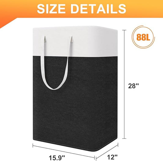 laundry basket 3-Pack, laundry hamper, Hamper with handles, collapsible laundry baskets, Waterproof dirty clothes hamper, Towel Storage for Home or Dorm, 88L-Black