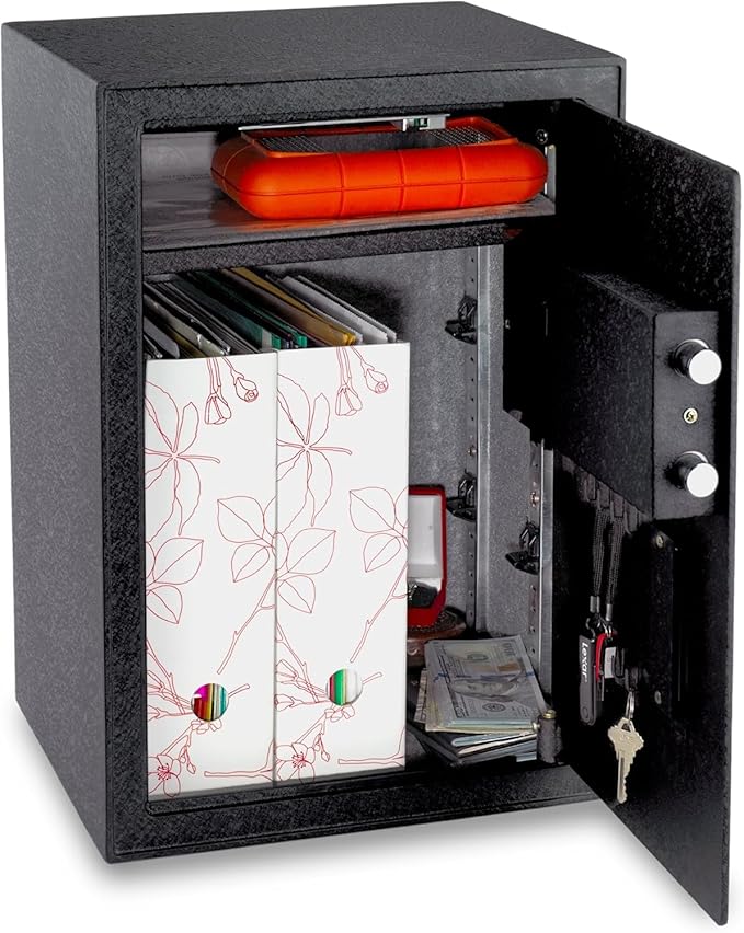 Viking Security Safe Large Biometric Safe – Quick-Access Fingerprint, PIN & Key Entry, Heavy-Duty Steel with Anti-Pry Door, Adjustable Shelves, Interior LED Light VS-50BLX
