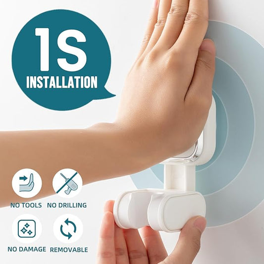 TAILI Shower Head Holder Suction, Handheld Shower Head Bracket, Height Angle Adjustable Wall Mounted, Bathroom Showerhead Holder Removable No Drilling Waterproof, Square Suction Cup, White