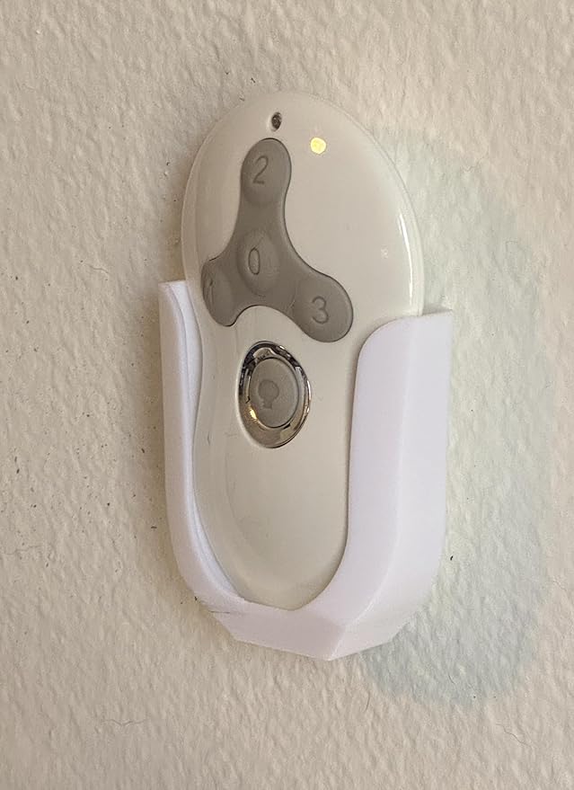 Wall Mount Bracket Fan Remote Holder for Hunter 99122, 99123, RAN003, K047402 and Similar Remote Control Transmitters - Easy Installation, Sleek White Design (Single Remote Holder)