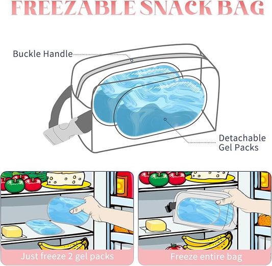 Cerbonny Small Cooler Bag Freezable Lunch Bag for Work School Travel,Small Lunch Bag,insulated snack bag For Adults/Kids,Mini Cooler,Lunch bag small Fit For Yogurt(Strawberries)