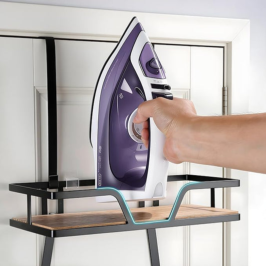 Ironing Board Hanger - Over The Door Ironing Board Holder Iron Holder Wall Mount, Laundry Room Organization and Storage for Iron, Steam & Supplies, Fits Up to 1.8 in Door