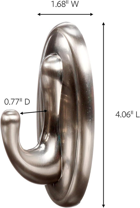 3M Command 17053BN Traditional Plastic Hook, Large, Brushed Nickel