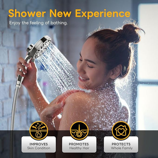 Magnetic Handheld Shower Brushed Nickel,High-Pressure 10-Mode Shower Head with Magnetic Guidance Docking System,Stainless Steel Hose