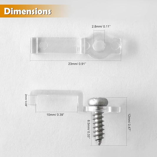 100 Pack Strip Light Mounting Brackets,Fixing Clips,One-Side Fixing,100 Screws Included (For 10mm Wide IP68 Silicone Cover Strips)