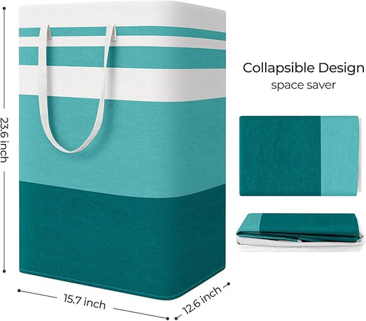 StorageRight Large Collapsible Laundry Basket Hamper with Easy Carry Handles,Freestanding Clothes Hampers for Laundry, Bedroom, Dorm, Towels, Toys, 75L, Green