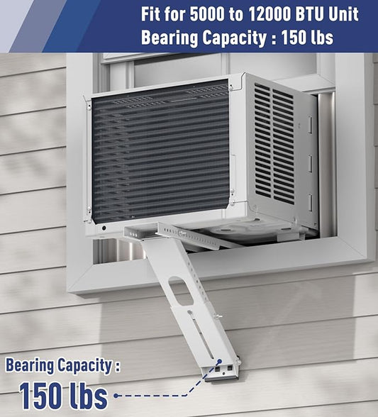 LEOPO No Drilling Air Conditioner Support Bracket,HVAC Brackets Fits Single & Double-Hung Windows, Heavy Duty Outdoor Wall Mounted Window AC Bracket,Holds Up to 150lbs, for 5000-12000 BTU Units