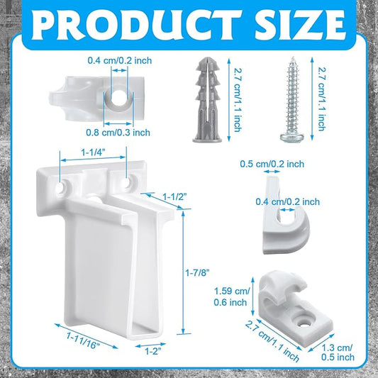 Yousoontic 24 Pcs White Down Wall Clips and Wire Shelf End Bracket Set Include 16 Plastic Closet Shelves Clips 8 Corner Support Bracket Replacement Wire Accessories with Screws