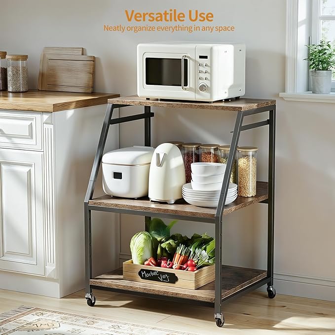 Housolution 22.05" x 18.9" Large Printer Stand with Storage, 3 Tier Printer Table with Fabric Drawer & Charging Station, Heavy Duty Home Office Rolling Stand for Scanner, Fax, Paper Shredder