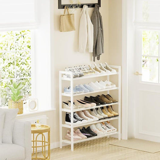 Mavivegue Expandable Shoe Rack, 5-Tier Shoe Organizer for Closet, Adjustable Shoe Rack for Front Door Entrance, Entryway