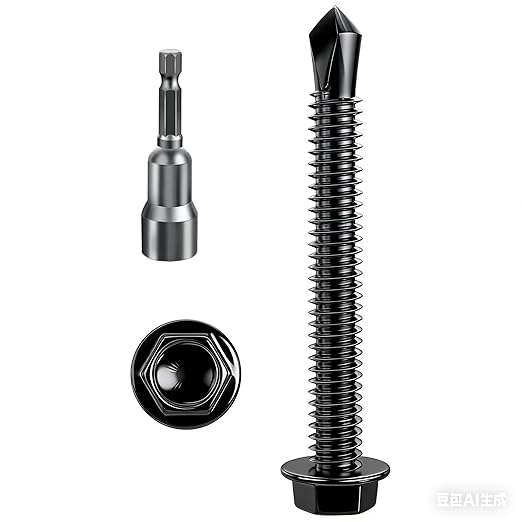 (150Pcs) #8×1-1/2" Black Hex Washer Head Self Drilling Screws, 410 Stainless Steel Metal SheetScrews,TEK Screws, Sheet Metal Self Tapping Screws