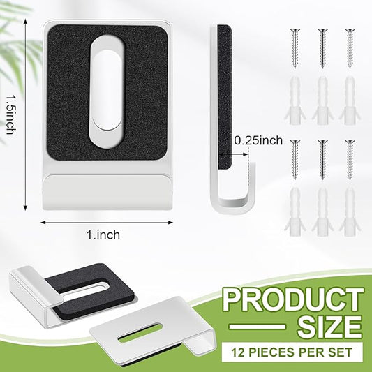 12 Pcs Metal Mirror Holder Clips for Wall Mounting Heavy Duty Frameless Mirror Hangers Hooks Hardware Mounting Clip for Wall Tile Billboard Display(White,1/4 Inch)