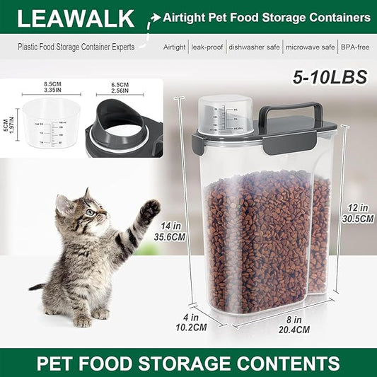 5Lbs /6Qt/5L Airtight Cat Dog Food Storage Container with Upgraded Large Nozzle BPA-Free, Pet Food Storage Containers for Rice, Grain, Pet Food, Flour, Dog Treat Storage-2 Pack (Pink & Black)