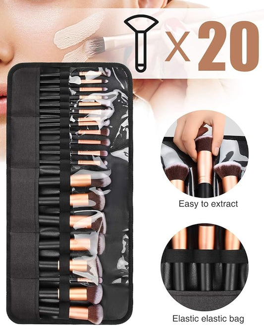 OCHEAL Makeup Brush Holder,Makeup Brush Organizer,Travel Makeup Brushes Bag Cosmetic Bags Pouch for Women Cosmetic Brushes Makeup Artist -Brushes Not included