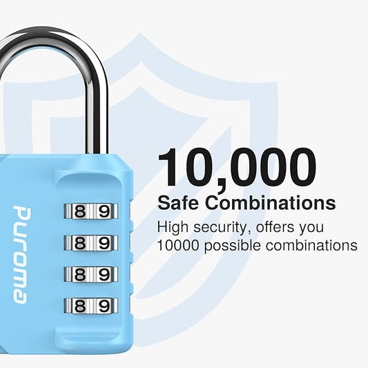 Puroma 2 Pack Combination Lock for Locker 4 Digit Outdoor Waterproof Padlock for School, Gym, Sports, Fence, Toolbox, Gate, Case, Outdoor, Hasp Storage, Cabinets (Sky Blue)