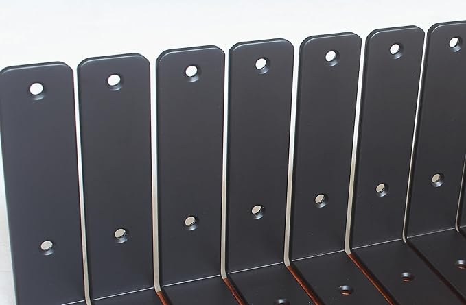 12 Pack - L 6" x H 6" x W1.5, 5mm Thick Black L Shelf Bracket, Iron Shelf Brackets, Metal Shelf Brackets, Floating Shelf, Shelf Supports with Screws