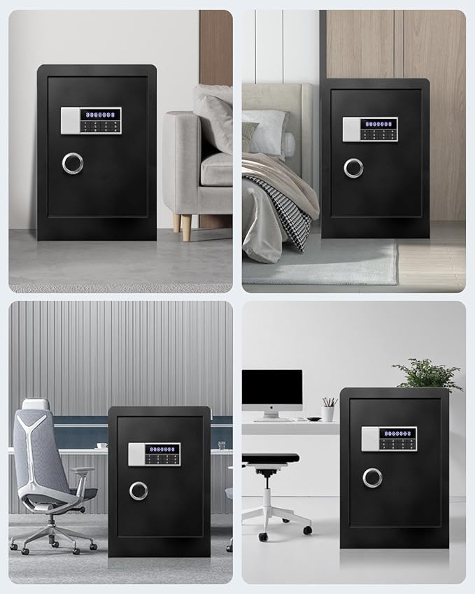 8.5 Cu Ft Super Large Fireproof Waterproof Safe Box for Office Document- HIDDEN LOCK BOX, Heavy Duty Steel Home Safety Box with Light, Dual Key System, Two Removable Shelf, Personal Combination Safe