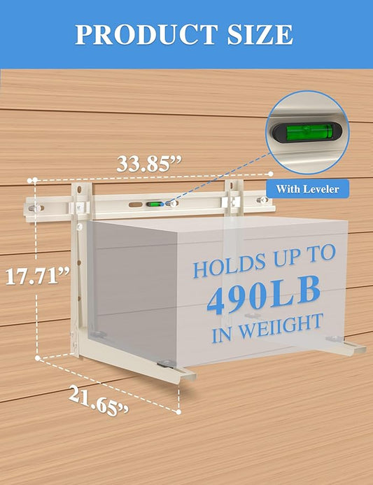 Mini Split Mounting Brackets for Outside, Condenser Bracket with Leveler for 7000 BTU to 24000 BTU Outdoor Ductless Mini Split Air Conditioner Heat Pump AC Systems, Max 490 Lb Capacity