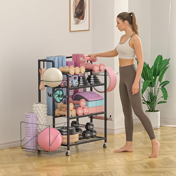 Dumbbell Rack, Utility Weight Storage Racks, Home Gym Storage for Dumbbell Set,Kettlebells,Yoga Mat and Workout Equipment