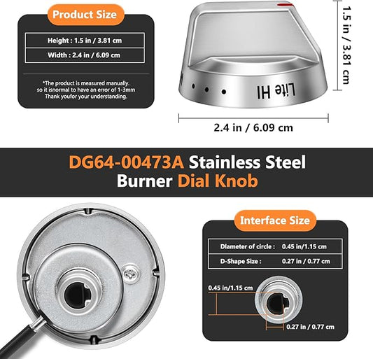 DG64-00473A Burner Control Dial Knob Range Oven Replacement Compatible with Samsung Gas Stove Knob NX58H5600SS NX58F5700WS NX58H5650WS NX58J7750SS NX58M6850SS (5pcs).