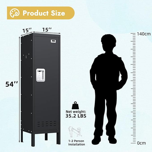 Metal Kids Locker,Metal Cabinet Storage Lockers,Lockable for Employees with Door,54" Height Steel Locker,Lockable Steel Locker for Children's Room, Playroom, School,Gym