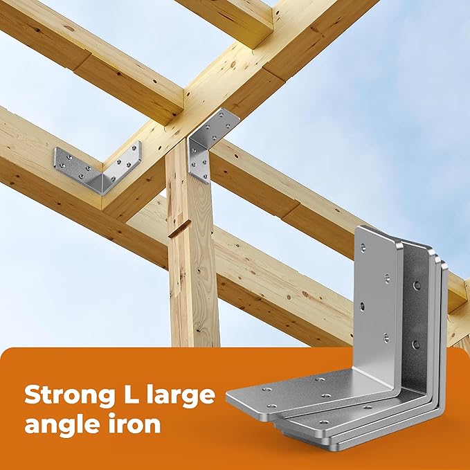 26 Pcs 3"x3"x1.5" L Brackets Heavy Duty, Galvanized Corner Brace for Wood, Angle Iron with Recessed Holes, 90 Degree Angle Bracket for Floating Shelves, Wood Beams, Furniture, Bed