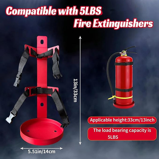 Fire Extinguisher Mount,Wall Mounted Fire Extinguisher Bracket,Compatible with 5 Pound Fire Extinguishers Ideal for Home,Car,RV,Truck