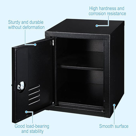 Suzile Lockable Storage Cabinet Metal Lockable Steel Storage Cabinet Organizer Lockers for Employees Vertical Metal Cabinets End Side Table Steel Bedside with Shelf(Black)