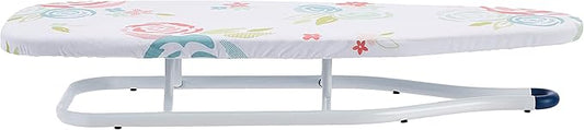 Amazon Basics Foldable Space Saving Ironing Board Tabletop with Non-Slip Feet, 77x29 cm, White, Floral