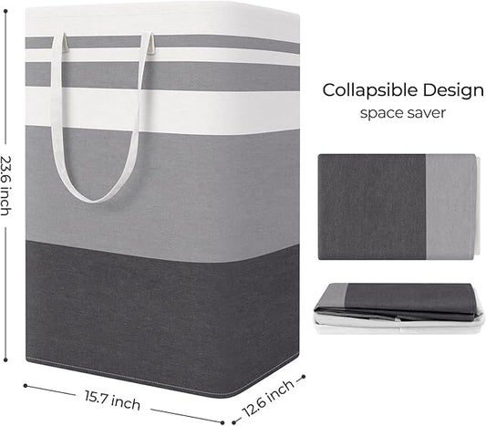 StorageRight Large Collapsible Laundry Basket Hamper with Easy Carry Handles,Freestanding Clothes Hampers for Laundry, Bedroom, Dorm, Towels, Toys, 75L, Gradient Grey
