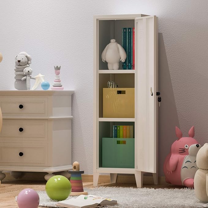 MIOCASA Metal Cabinet Home Office Storage Cabinets with Doors and Shelves Lockable File Cabinet Organizer Coat Lockers for Kids