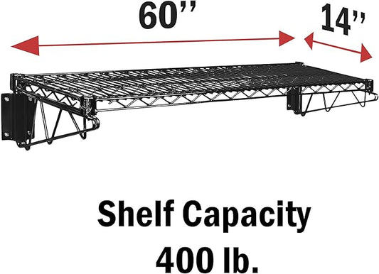 Wall Mount Wire Shelf (Black Epoxy, 14" Deep x 60" Wide)