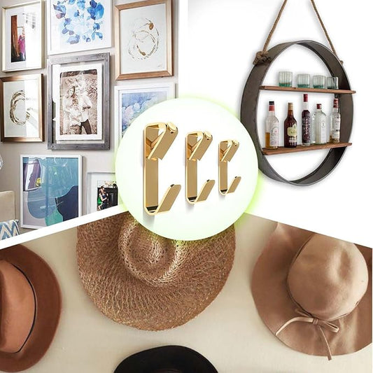 Picture Hanging Kit, Extra Thick, 30lb 20lb 10lb, Decorative Hangers, Hooks, and Hardware for Drywall and Plaster Walls with Nails, Painting, 570pcs, Gold